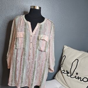 NWT Daniel Rainn pink animal print blouse size 3X